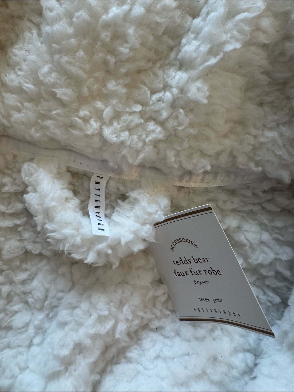 Nwt Pottery Barn Teddy Bear Faux Fur Robe